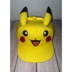 Pokémon Pikachu Baseball Cap Hat – Yellow Embroidered Face Adjustable Strapback